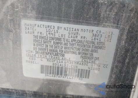 2015 Nissan Sentra Sv from USA, damaged, VIN 3N1AB7APXFL687750